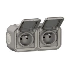 LEGRAND PLEXO55 SIVÁ DVOJZÁSUVKA IP55