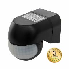 GREENLUX SENZOR POHYBU 90 PIR NÁSTENNÝ ČIERNY 230V 180x120°/12m IP44