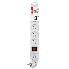 EMOS PREDLŽOVACÍ PRÍVOD 3m + 5 ZÁSUVKA + VYPÍNAČ 3x1mm