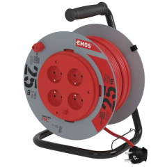EMOS PREDLŽOVACÍ KÁBEL NA BUBNE PVC FIX. STRED 25m + 4 ZÁSUVKA 3x1,5mm
