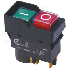 TRACON BEZPEČNOSTNÉ TLAČIDLO 5PIN, 230V AC, 12A/AC3, IP54 ZAPUSTENÉ