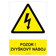 ON-ART 1NÁLEPKA ZVISLÁ 185x131mm POZOR ZVYŠKOVÝ NÁBOJ